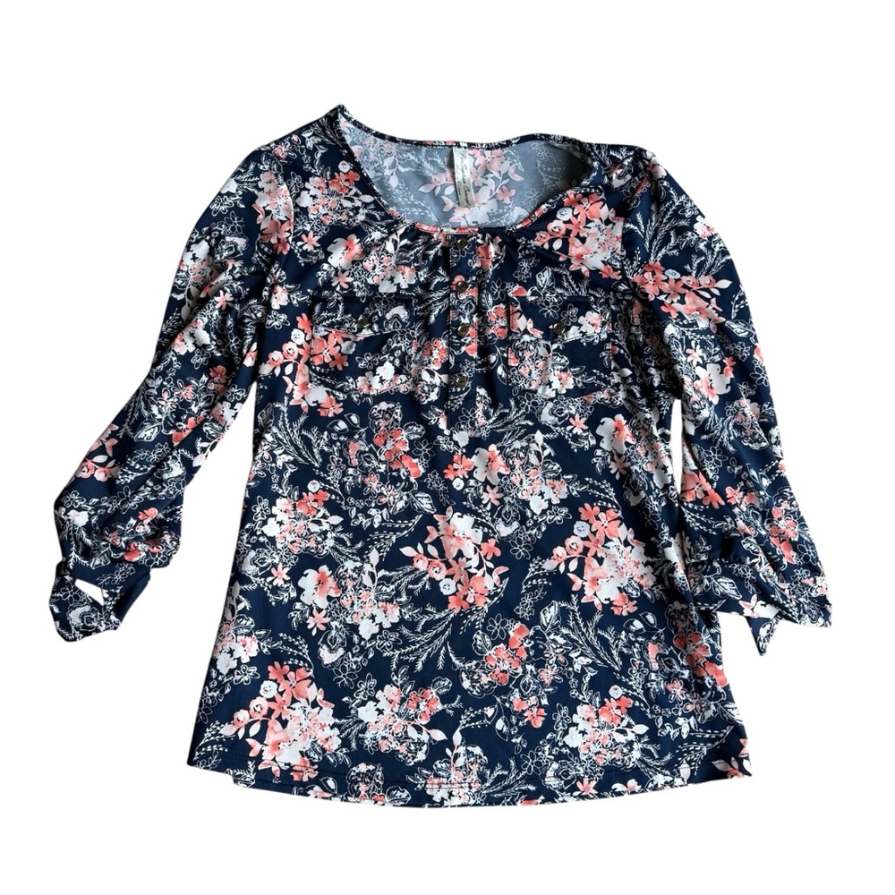 PerSeption Concept‎ Womens Floral Long Sleeve Size S Blouse Nature Office Bows